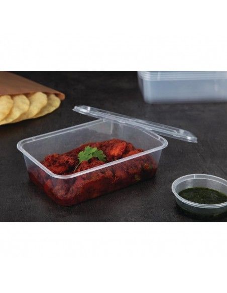 Boîtes moyennes en plastique micro-ondables avec couvercles Fiesta Recyclable 650ml (lot de 250)