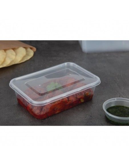 Boîtes moyennes en plastique micro-ondables avec couvercles Fiesta Recyclable 650ml (lot de 250)