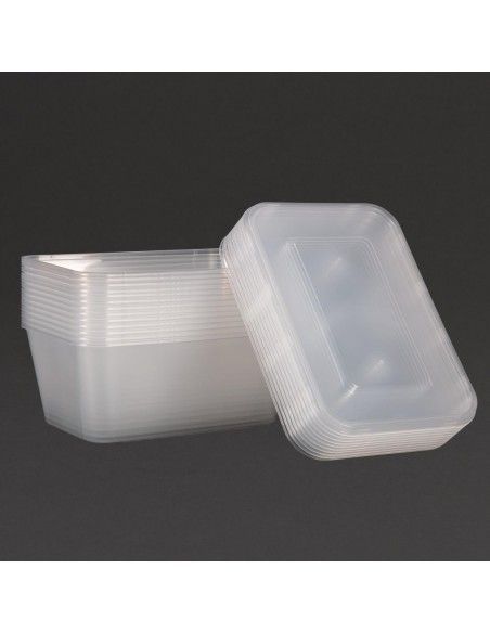 Grandes boîtes en plastique micro-ondables avec couvercles Fiesta 1 L (lot de 250)