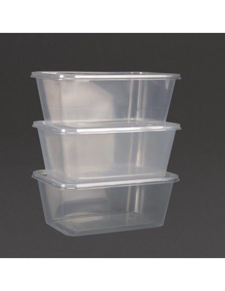 Grandes boîtes en plastique micro-ondables avec couvercles Fiesta 1 L (lot de 250)