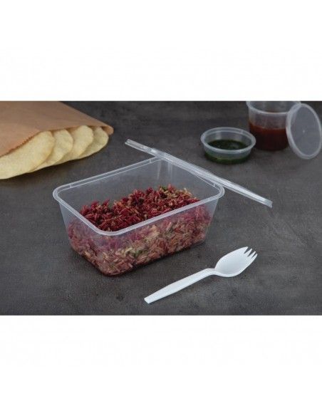 Grandes boîtes en plastique micro-ondables avec couvercles Fiesta 1 L (lot de 250)
