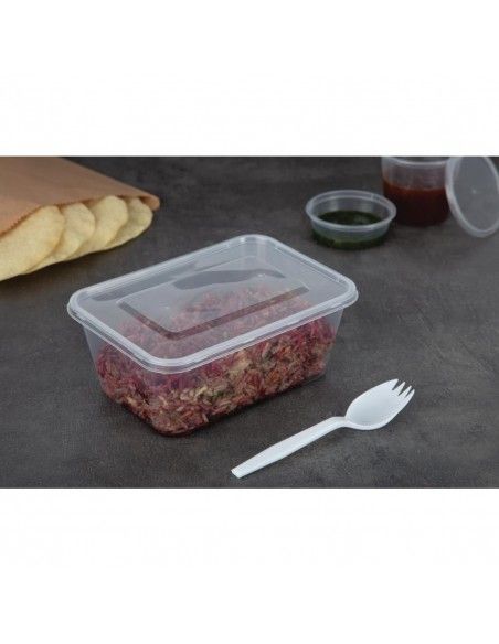 Grandes boîtes en plastique micro-ondables avec couvercles Fiesta 1 L (lot de 250)