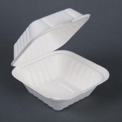 Boîtes à hamburger en bagasse Fiesta Compostable 152mm (Lot de 500) 2