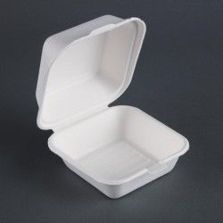 Boîtes à hamburger en bagasse Fiesta Compostable 155mm (Lot de 500) 2