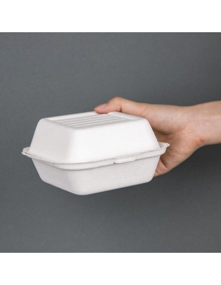 Boîtes à hamburger en bagasse Fiesta Compostable 155mm (Lot de 500)