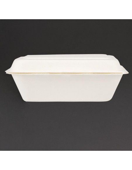 Barquettes à charnière en bagasse compostables Fiesta Compostable 18,2 cm (lot de 250)