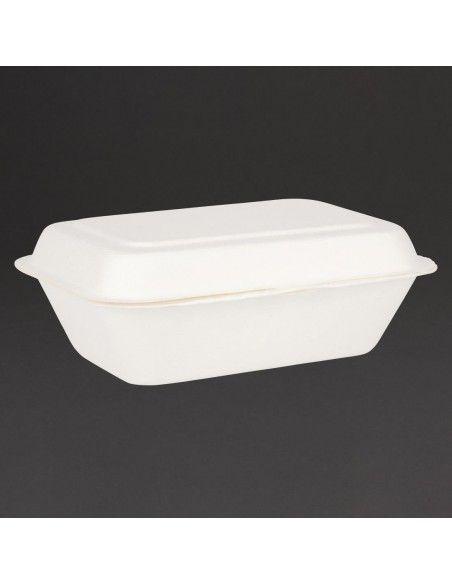 Barquettes à charnière en bagasse compostables Fiesta Compostable 18,2 cm (lot de 250)