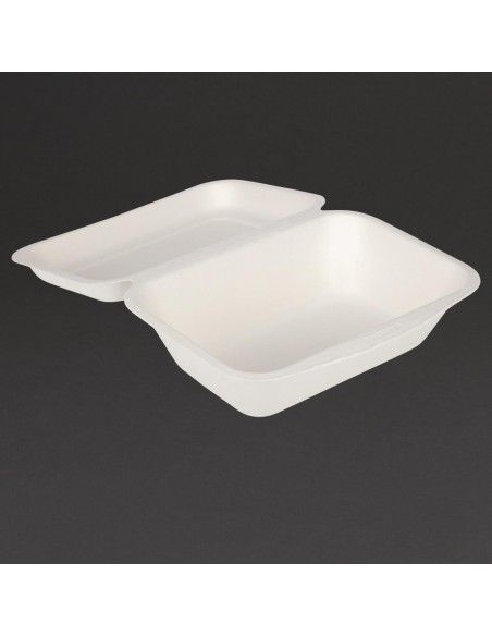 Barquettes à charnière en bagasse compostables Fiesta Compostable 18,2 cm (lot de 250)