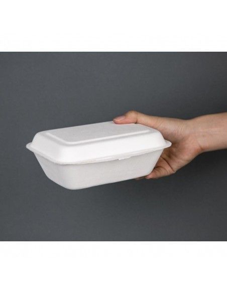Barquettes à charnière en bagasse compostables Fiesta Compostable 18,2 cm (lot de 250)