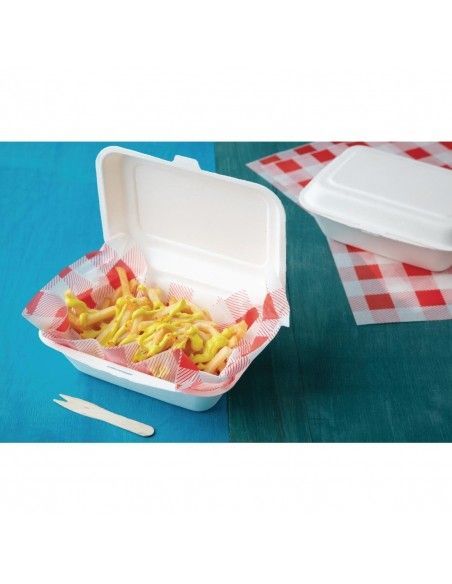 Barquettes à charnière en bagasse compostables Fiesta Compostable 18,2 cm (lot de 250)