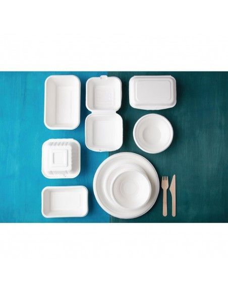 Barquettes à charnière en bagasse compostables Fiesta Compostable 18,2 cm (lot de 250)