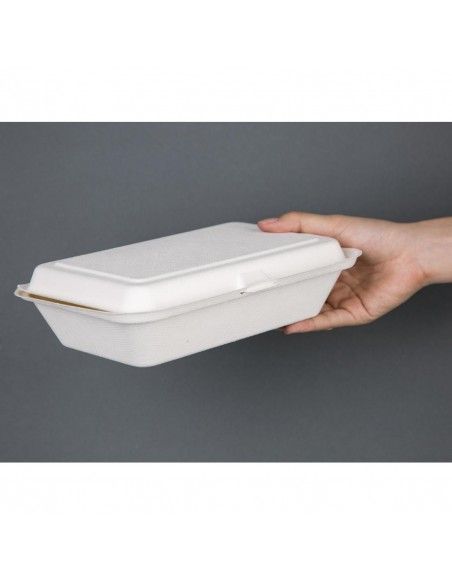Barquettes à charnière en bagasse compostables Fiesta Compostable 24,8 cm (x250)