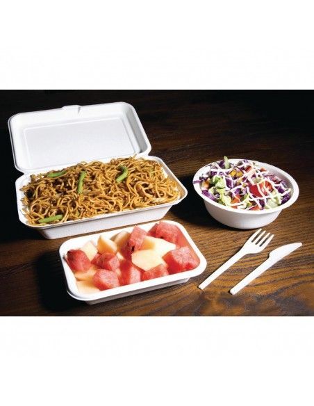 Barquettes à charnière en bagasse compostables Fiesta Compostable 24,8 cm (x250)
