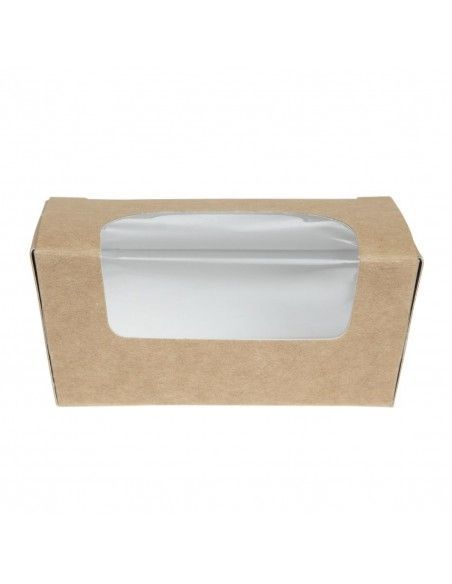 Boîtes à gâteau rectangulaires kraft compostables avec fenêtre Colpac (lot de 500)