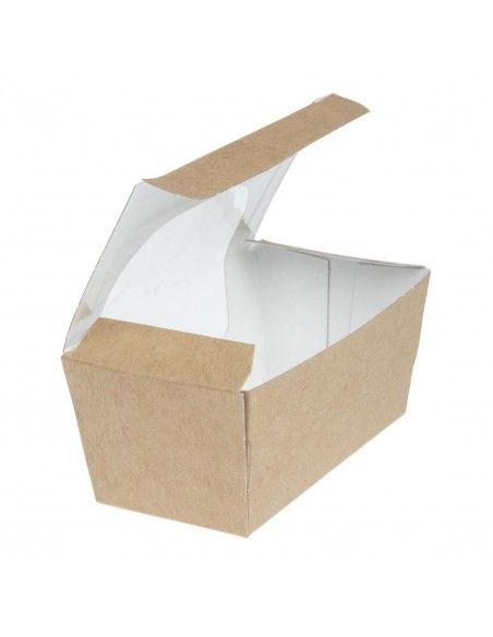 Boîtes à gâteau rectangulaires kraft compostables avec fenêtre Colpac (lot de 500)