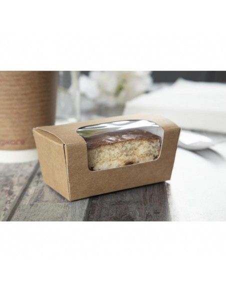 Boîtes à gâteau rectangulaires kraft compostables avec fenêtre Colpac (lot de 500)