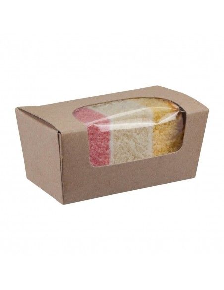 Boîtes à gâteau rectangulaires kraft compostables avec fenêtre Colpac (lot de 500)
