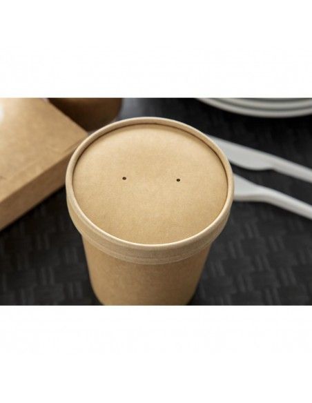 Couvercles pour bols à soupe kraft micro-ondables recyclables Colpac 450ml (lot de 500)
