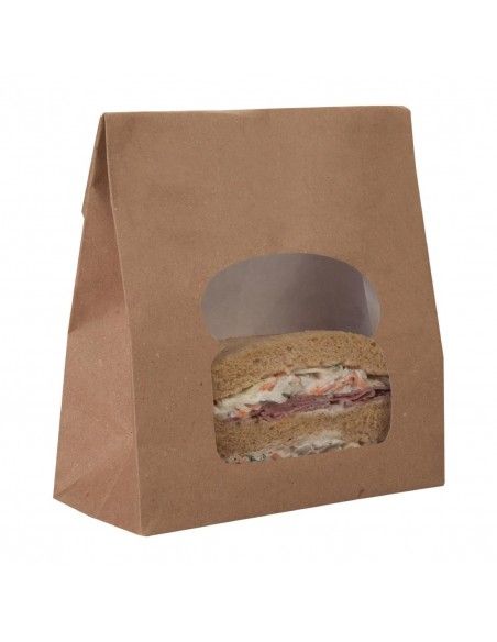 Sacs sandwich kraft recyclables noirs avec fenêtre Colpac (lot de 250)