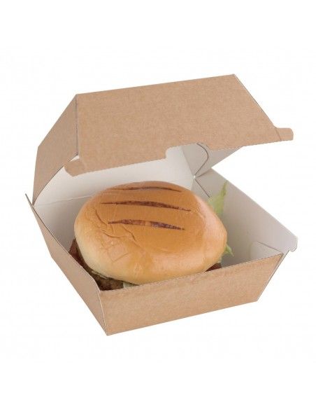 Petites boîtes hamburger compostables kraft Fiesta Compostable 105mm (lot de 200)