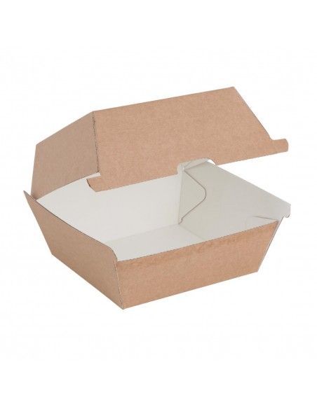 Petites boîtes hamburger compostables kraft Fiesta Compostable 105mm (lot de 200)