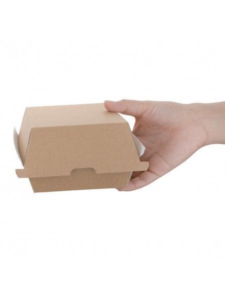 Petites boîtes hamburger compostables kraft Fiesta Compostable 105mm (lot de 200)