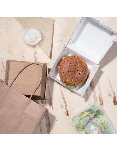Petites boîtes hamburger compostables kraft Fiesta Compostable 105mm (lot de 200)