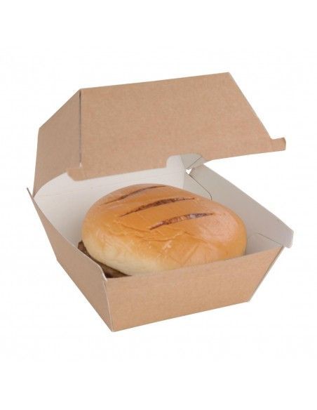 Grandes boîtes hamburger compostables kraft Fiesta Compostable 112mm (lot de 150)
