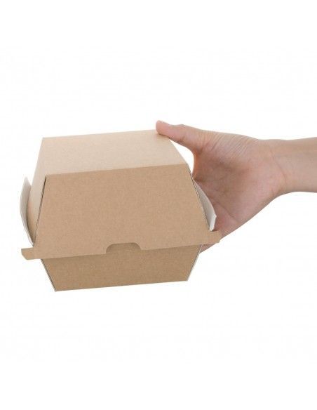 Grandes boîtes hamburger compostables kraft Fiesta Compostable 112mm (lot de 150)