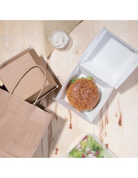 Grandes boîtes hamburger compostables kraft Fiesta Compostable 112mm (lot de 150)