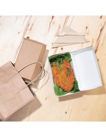Petites boîtes kraft avec couvercle à charnière compostables Fiesta Compostable 172mm (lot de 200)