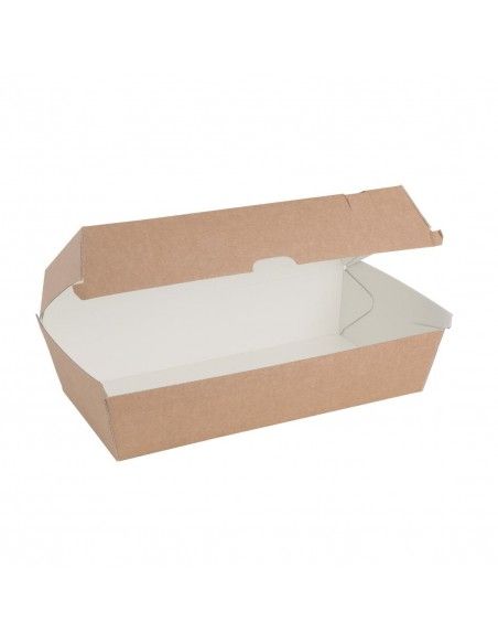Grandes boîtes kraft avec couvercle à charnière compostables Fiesta Compostable 204mm (lot de 100)