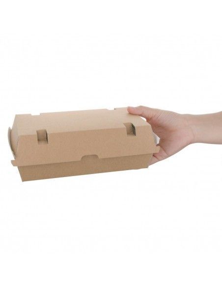 Grandes boîtes kraft avec couvercle à charnière compostables Fiesta Compostable 204mm (lot de 100)