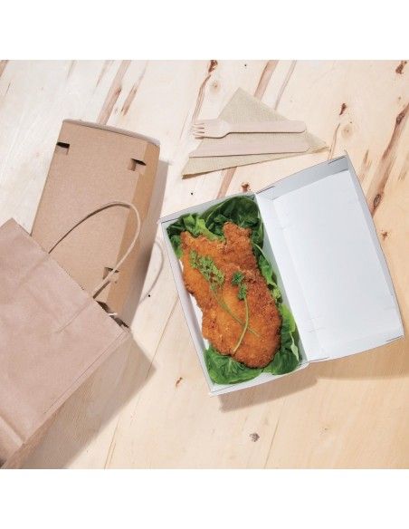 Grandes boîtes kraft avec couvercle à charnière compostables Fiesta Compostable 204mm (lot de 100)
