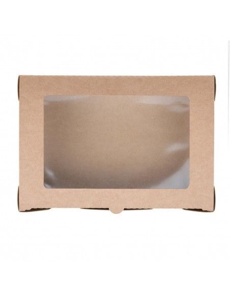 Boîtes salade compostables avec fenêtre en PLA Fiesta Compostable 1200ml (lot de 200)