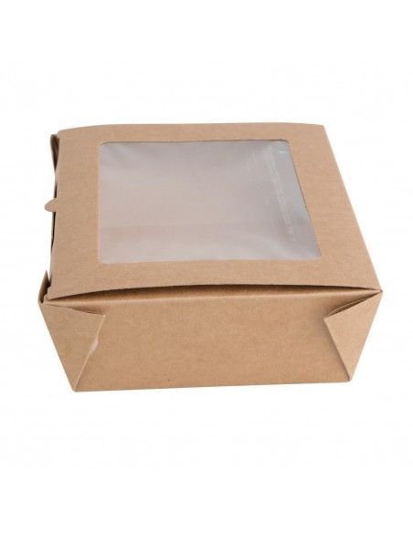 Boîtes salade compostables avec fenêtre en PLA Fiesta Compostable 1200ml (lot de 200)