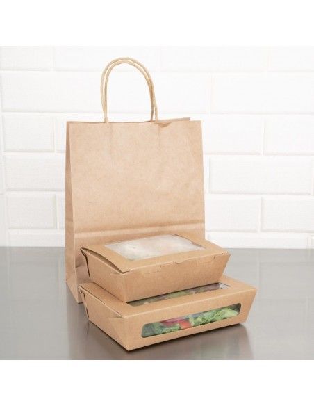 Boîtes salade compostables avec fenêtre en PLA Fiesta Compostable 1200ml (lot de 200)