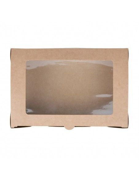 Boîtes salade compostables avec fenêtre en PLA Fiesta Compostable 1600ml (lot de 200)