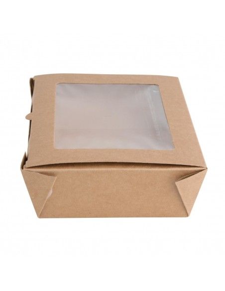 Boîtes salade compostables avec fenêtre en PLA Fiesta Compostable 1600ml (lot de 200)