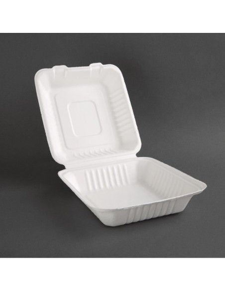 Boîtes avec couvercle à charnière Recyclables en bagasse Fiesta Recyclable 223mm (lot de 200)