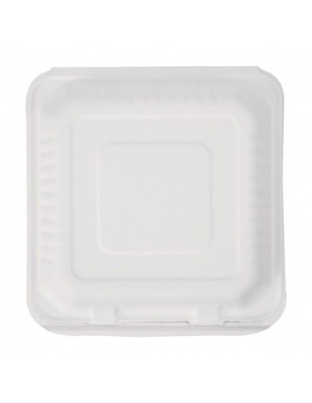 Boîtes avec couvercle à charnière Recyclables en bagasse Fiesta Recyclable 236mm (lot de 200)