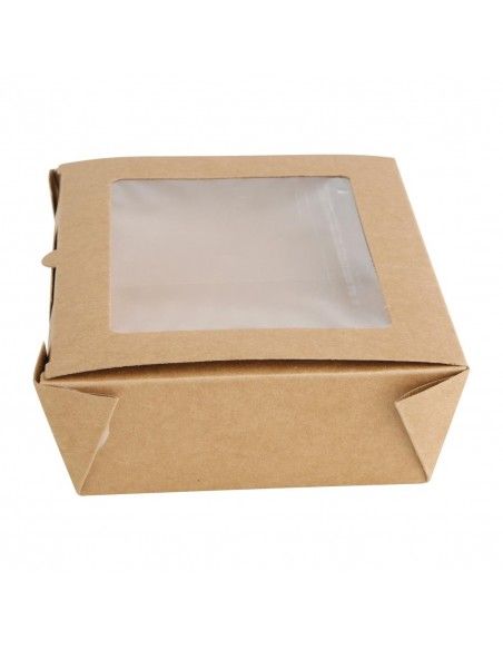 Boîtes salade avec fenêtre PET Fiesta Recyclable 1200ml (lot de 150)