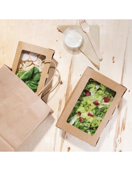Boîtes salade avec fenêtre PET Fiesta Recyclable 1200ml (lot de 150)