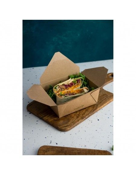 Boîtes alimentaires en carton compostable Vegware N°3 1800ml (lot de 180)