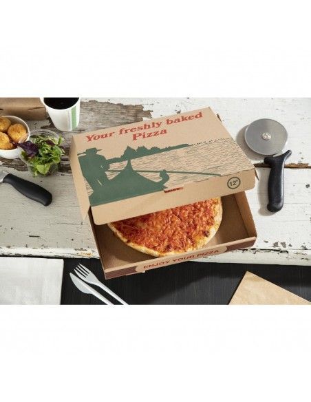 Boîtes à pizza imprimées compostables 311mm (lot de 100)