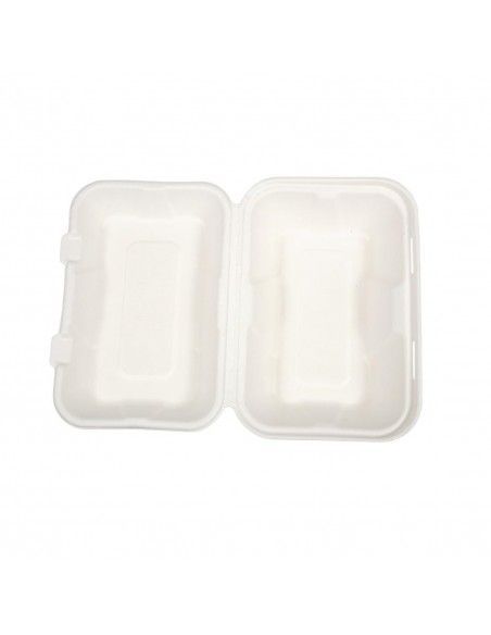 Boîtes repas en bagasse compostables avec couvercle à charnière Vegware 228mm (Lot de 200)
