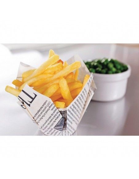 Cornets à frites antigraisse motif papier journal (lot de 1100)
