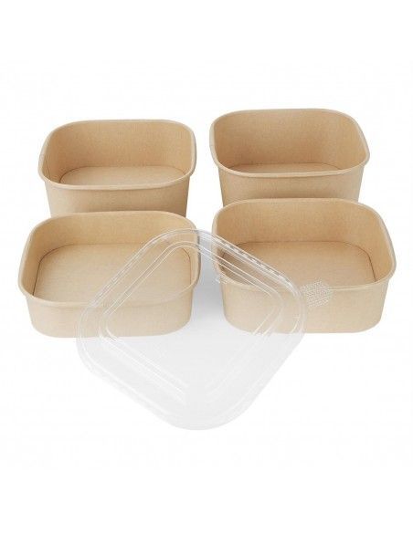 Couvercles PET pour barquettes carrées Fiesta Recyclable (lot de 300)