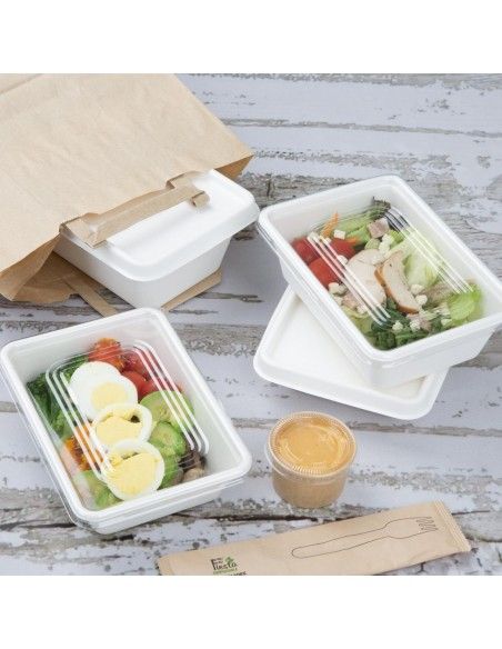 Barquettes alimentaires en bagasse Fiesta Compostable 1000ml (lot de 100)