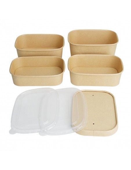 Couvercles en papier Fiesta Recyclable pour barquettes rectangulaires (Lot de 300)
